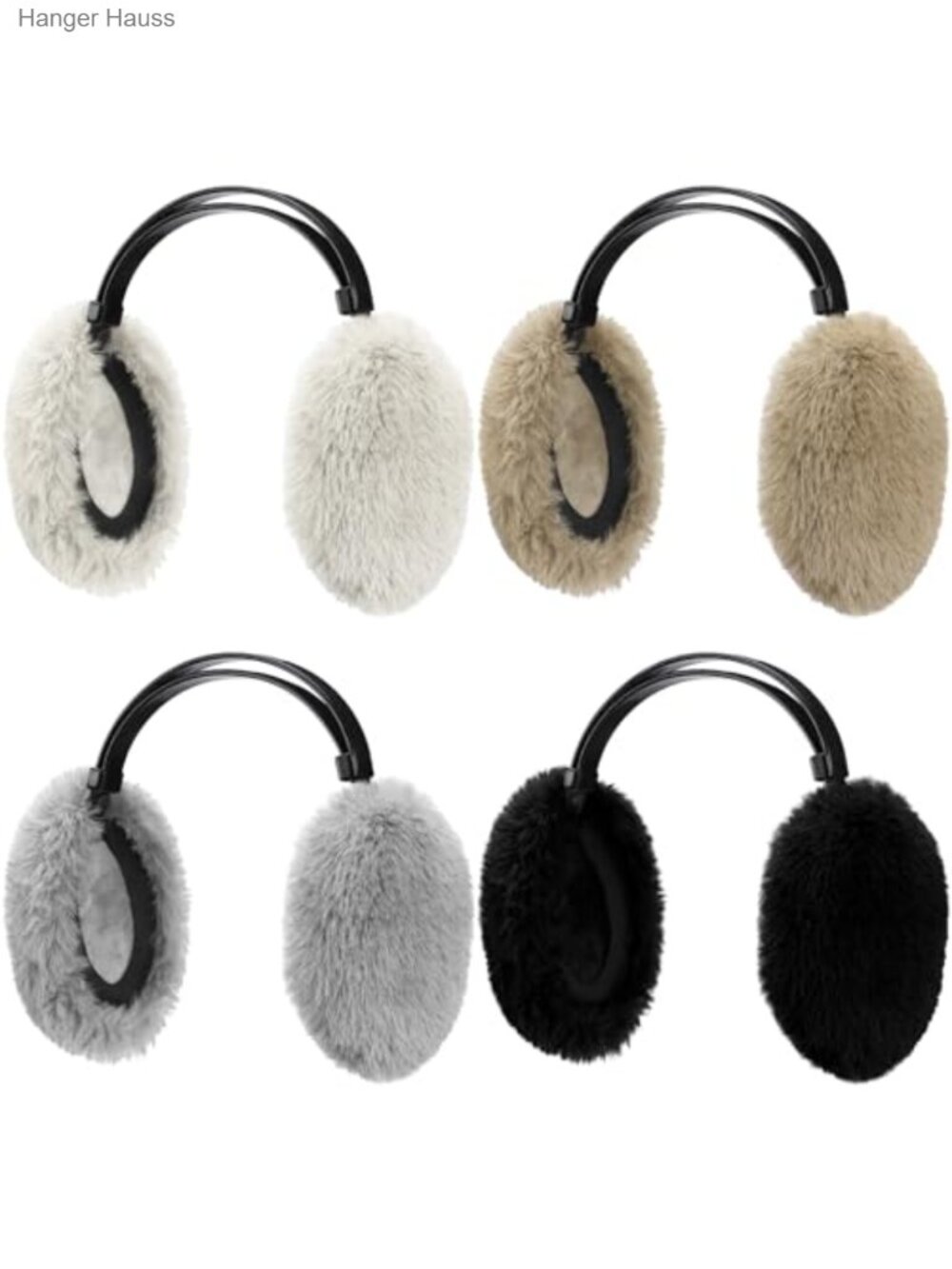 4 Pc Unisex Winter Ear Muffs Foldable Faux Fur Plush Adjustable Earmuffs